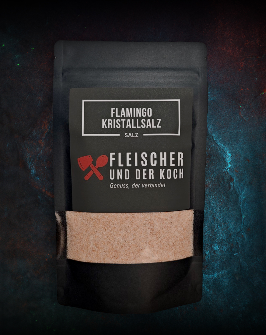 FuK Flamingo-Kristallsalz – Premium Rosa Natursalz Rosa Natursalz in Kristallform, FuK Flamingo-Kristallsalz, in einer wieder verschließbaren Tüte
