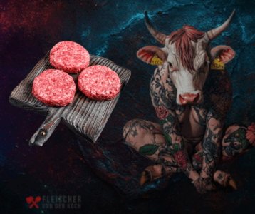 Burger Patties saftig auf heißem Grillrost. Burger Patties von Fleischer und der Koch